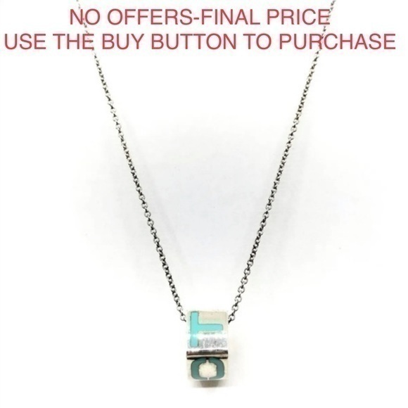 Tiffany & Co Blue Enamel T&Co Slide Pendant Necklace / Amazing Find - Picture 1 of 8